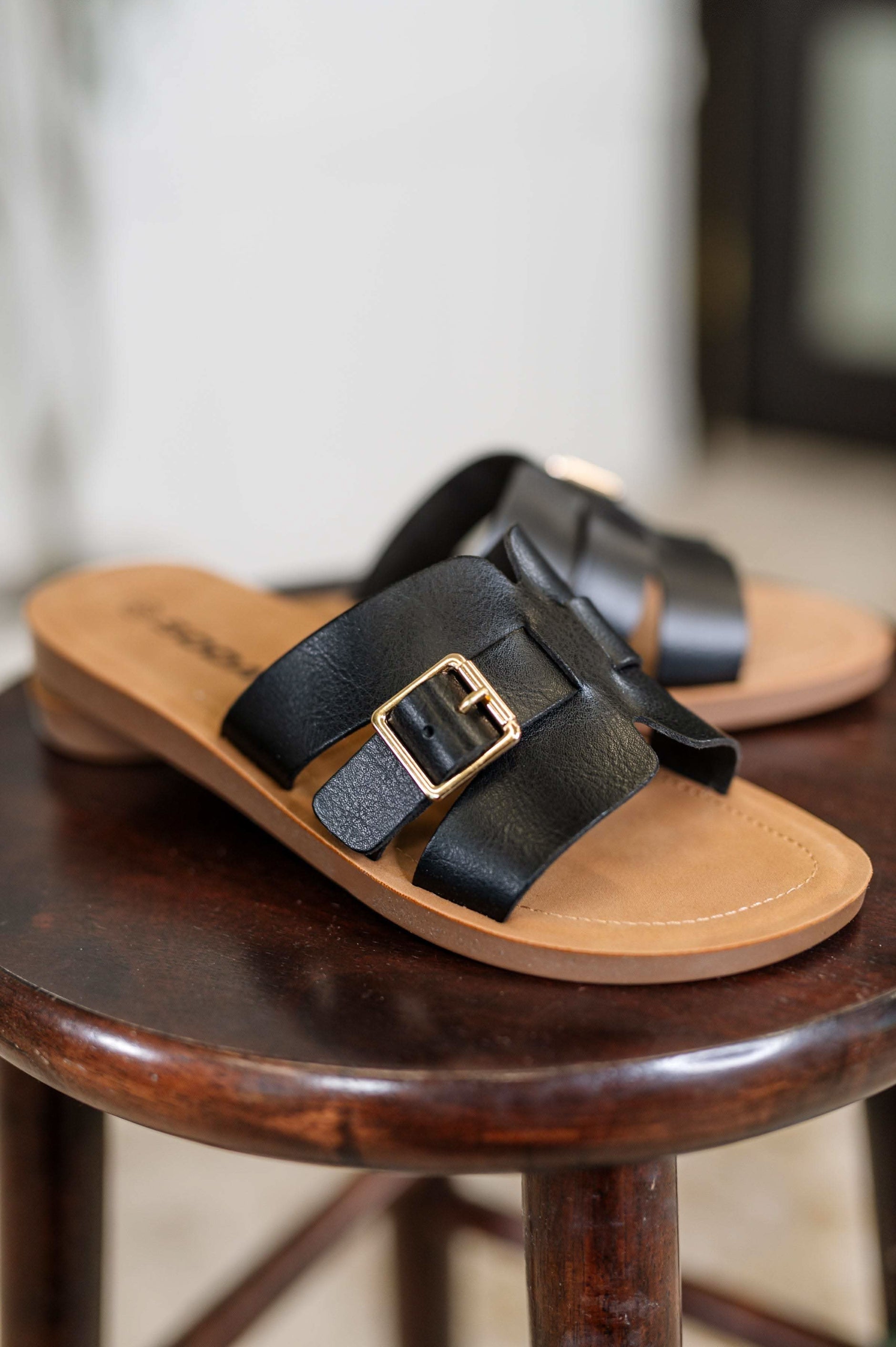 Torvi Black Slip on Sandals - SwagglyLife Home & Fashion